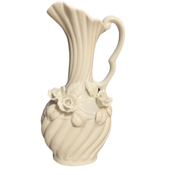 Lenwile China Ardalt Japan - Pitcher Vase With 3D Floral Design on Front / Top - Picture 2 of 16